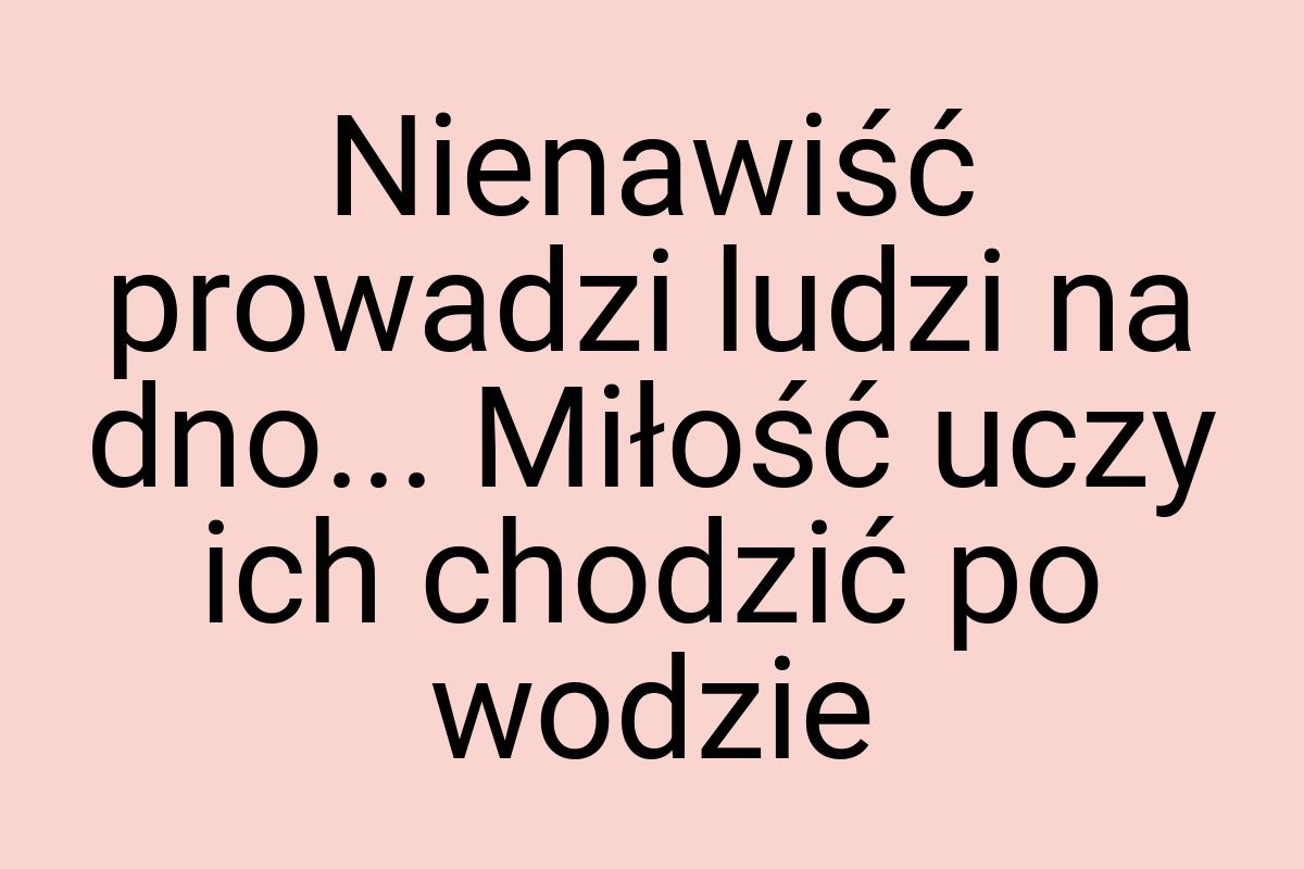 Niena­wiść pro­wadzi ludzi na dno... Miłość uczy ich