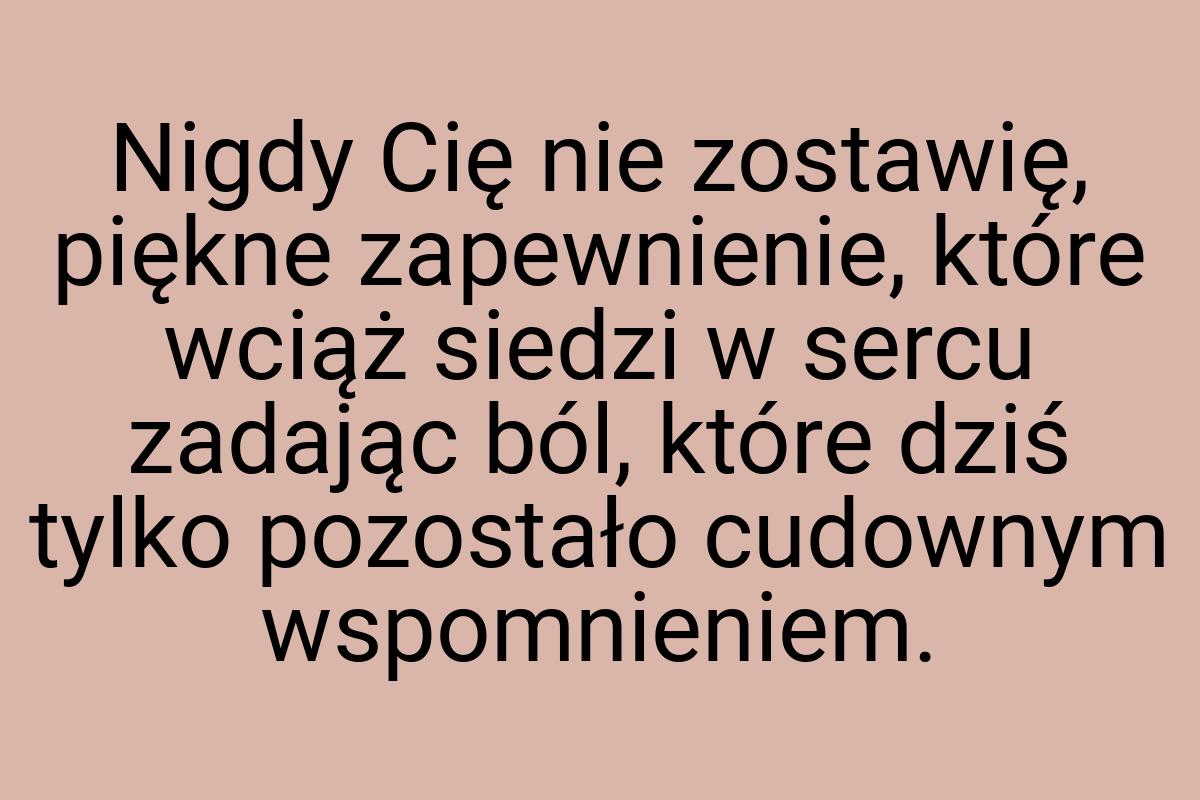 Nigdy Cię nie zostawię, piękne zapewnienie, które wciąż