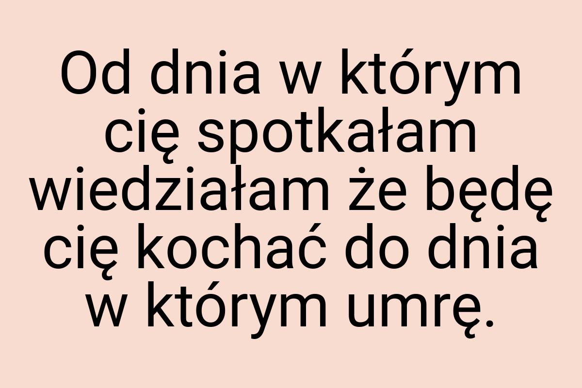 Od dnia w którym cię spotkałam wiedziałam że będę cię