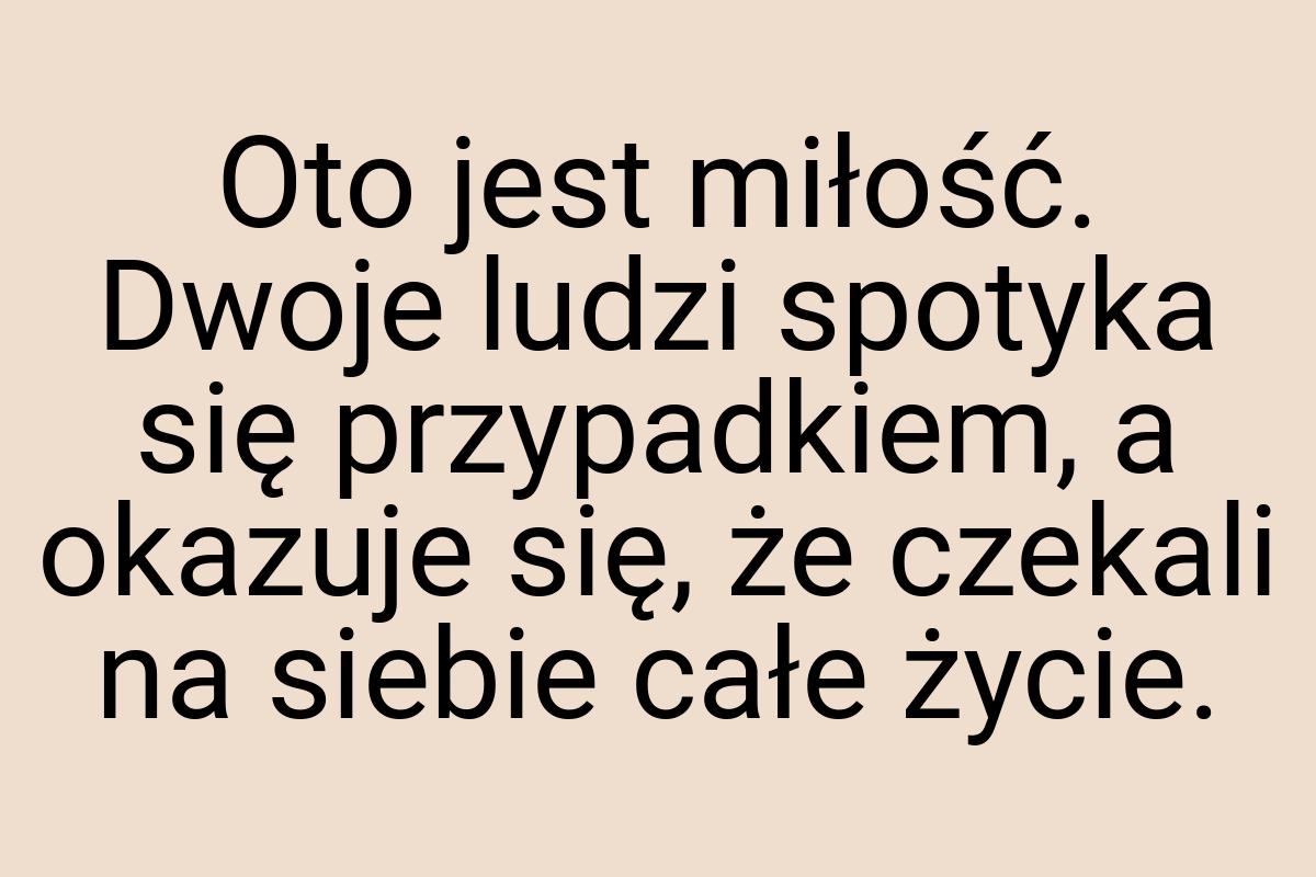 Oto jest miłość. Dwoje ludzi spotyka się przypadkiem, a