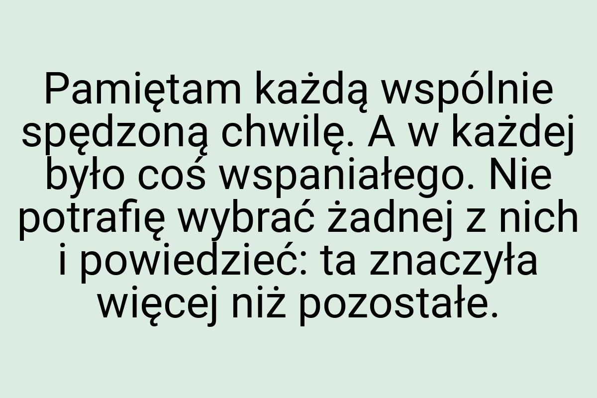 Pamiętam każdą wspólnie spędzoną chwilę. A w każdej było