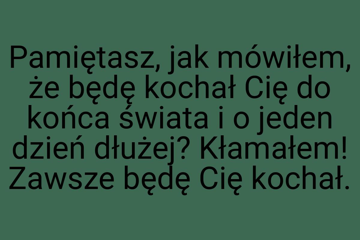 Pamiętasz, jak mówiłem, że będę kochał Cię do końca świata