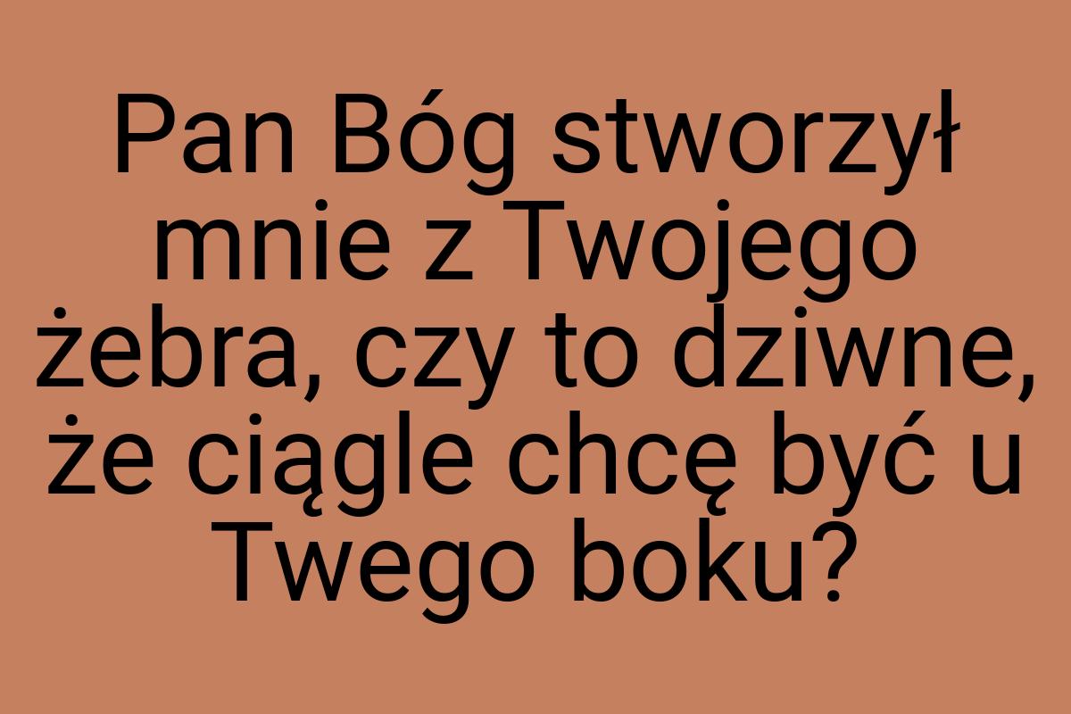 Pan Bóg stworzył mnie z Twojego żebra, czy to dziwne, że