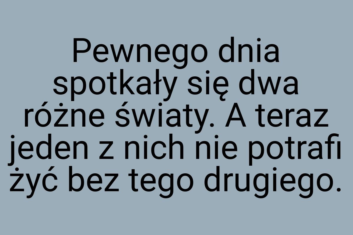 Pewnego dnia spotkały się dwa różne światy. A teraz jeden z