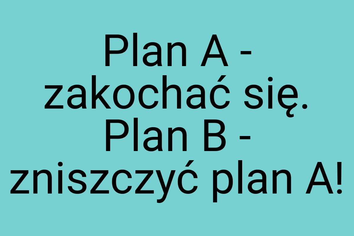 Plan A - zakochać się. Plan B - zniszczyć plan A