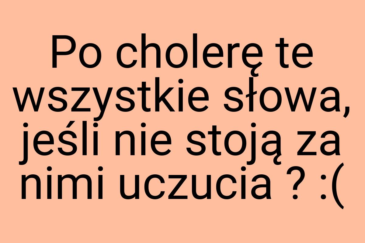 Po cholerę te wszystkie słowa, jeśli nie stoją za nimi