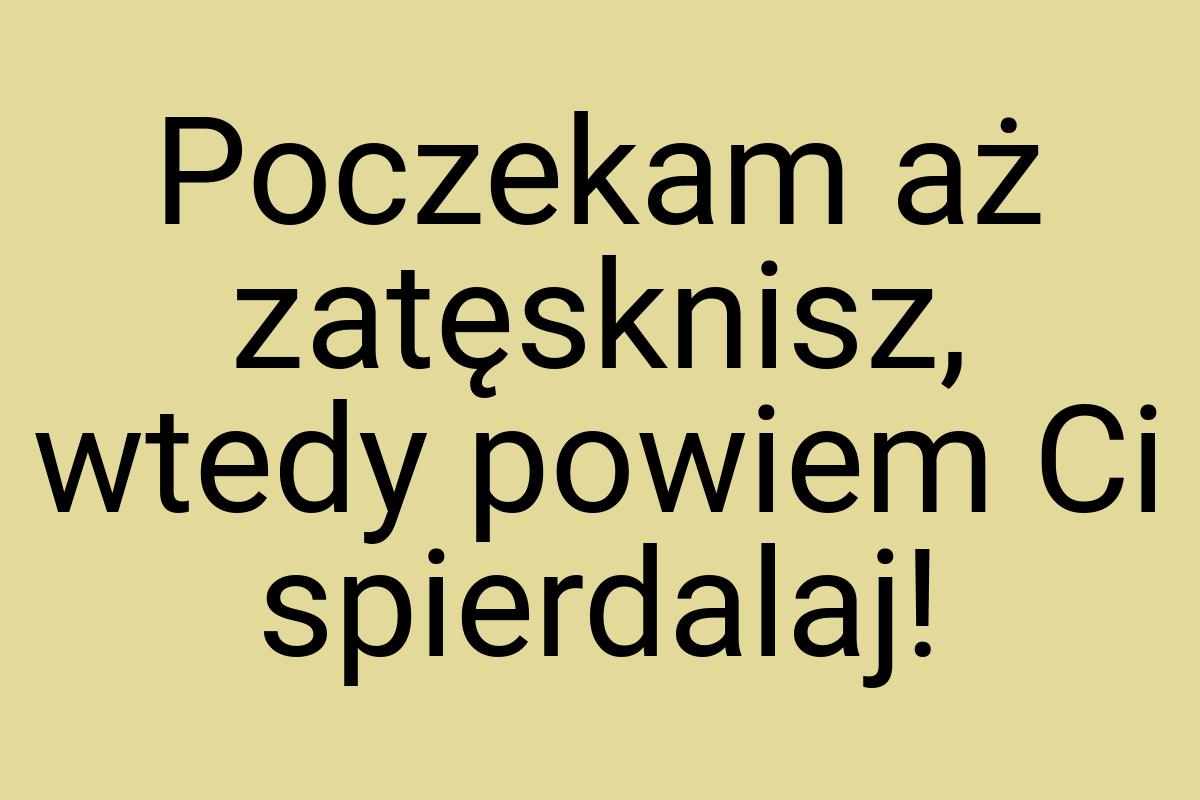 Poczekam aż zatęsknisz, wtedy powiem Ci spierdalaj