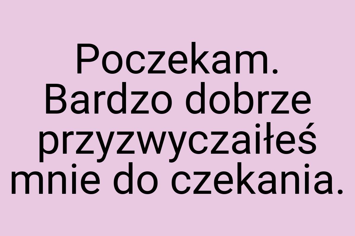 Poczekam. Bardzo dobrze przyzwyczaiłeś mnie do czekania