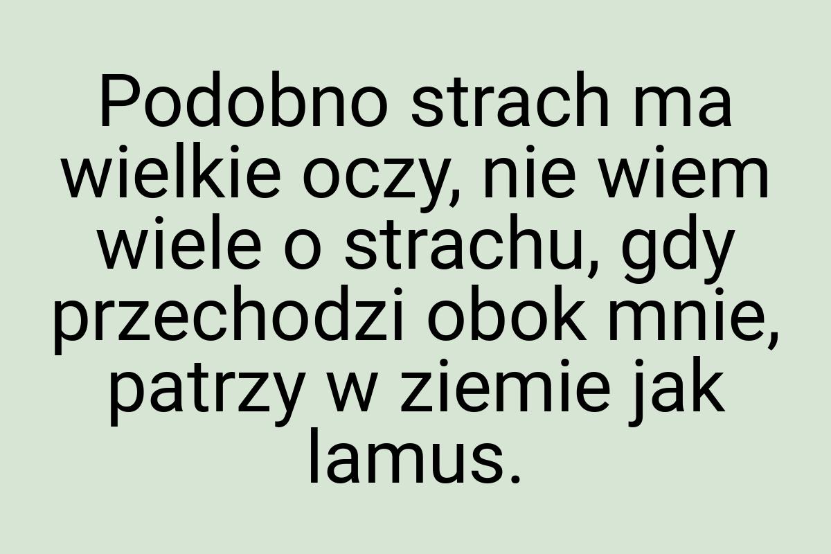 Podobno strach ma wielkie oczy, nie wiem wiele o strachu