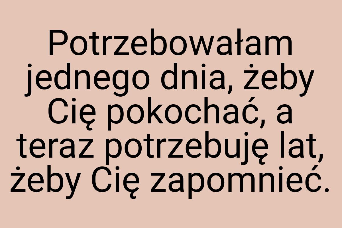 Potrzebowałam jednego dnia, żeby Cię pokochać, a teraz