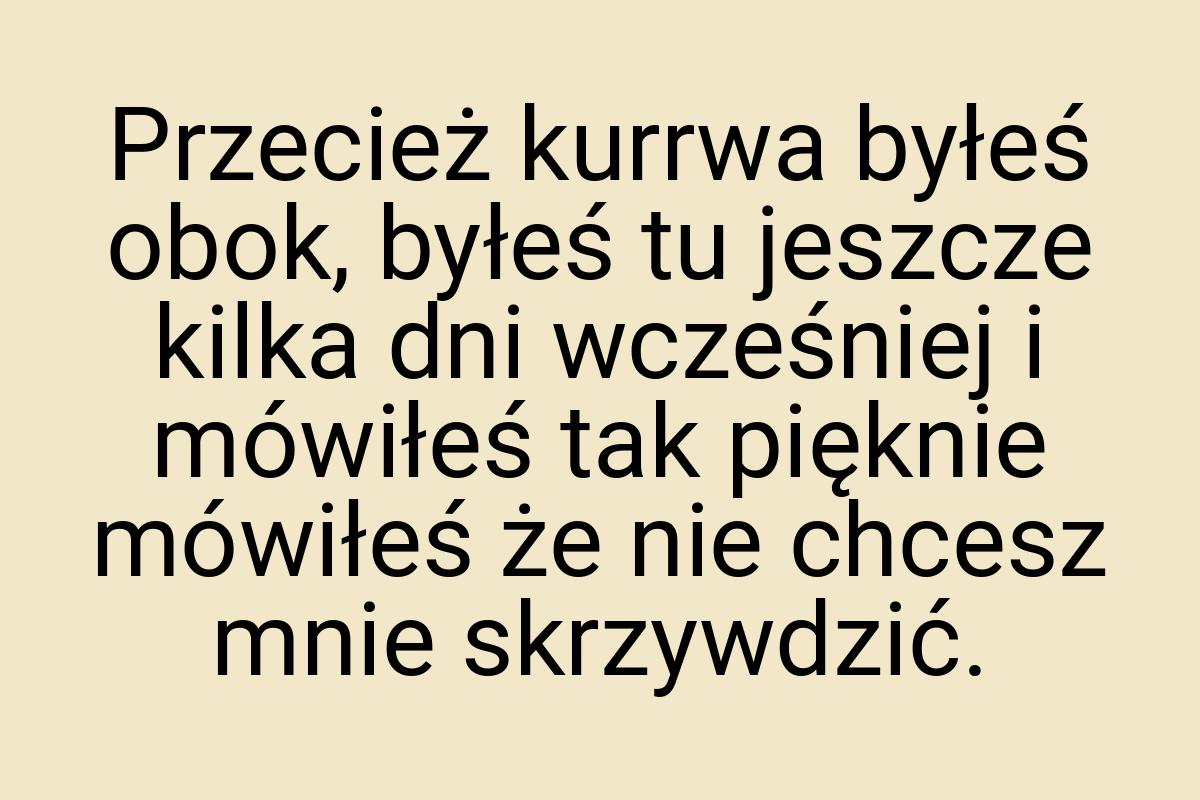 Przecież kurrwa byłeś obok, byłeś tu jeszcze kilka dni