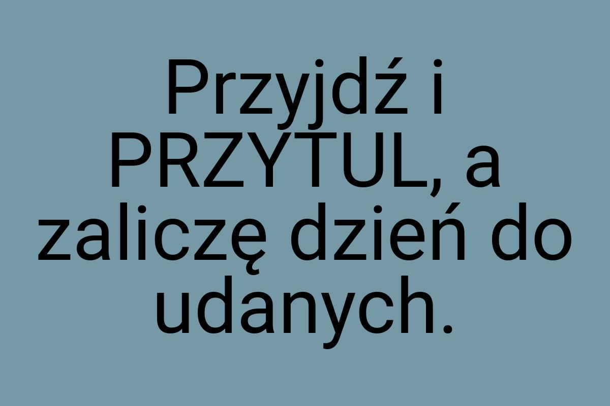 Przyjdź i PRZYTUL, a zaliczę dzień do udanych