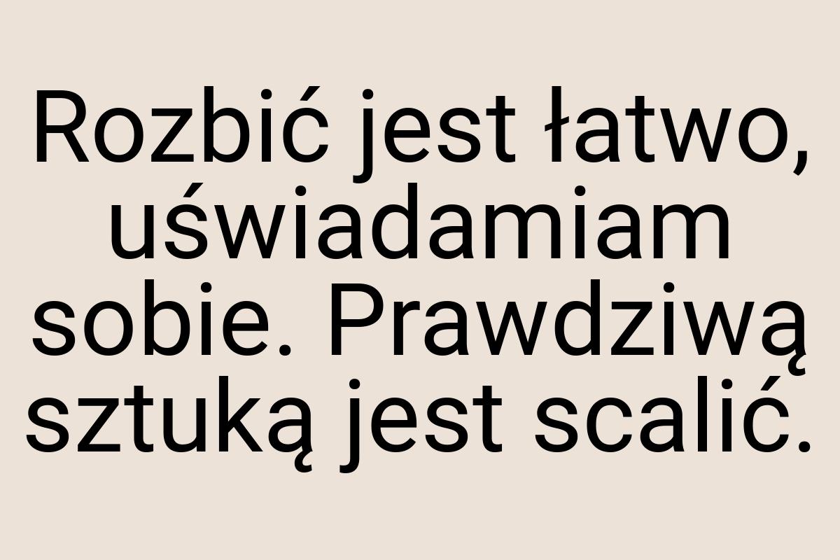 Rozbić jest łatwo, uświadamiam sobie. Prawdziwą sztuką jest