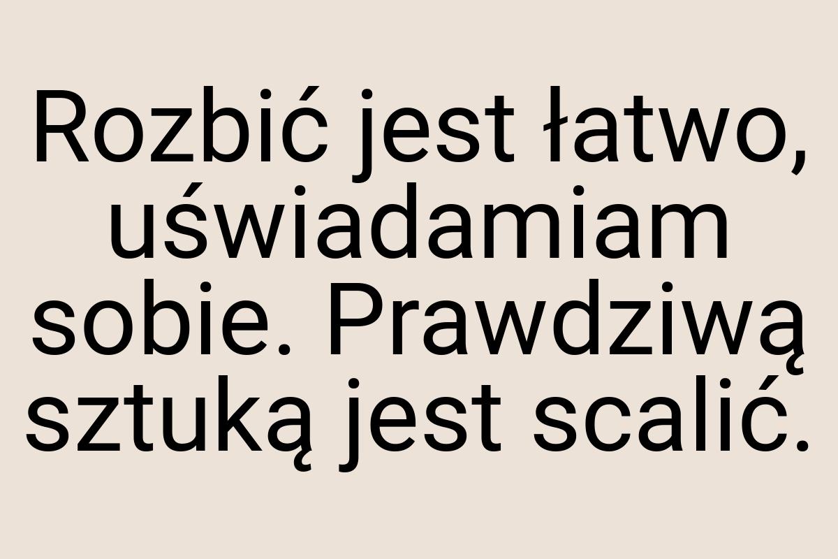 Rozbić jest łatwo, uświadamiam sobie. Prawdziwą sztuką jest