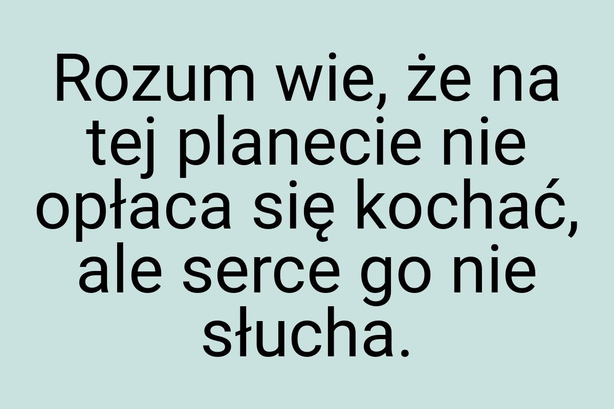 Rozum wie, że na tej planecie nie opłaca się kochać, ale
