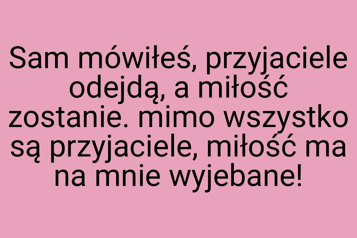 Sam mówiłeś, przyjaciele odejdą, a miłość zostanie. mimo