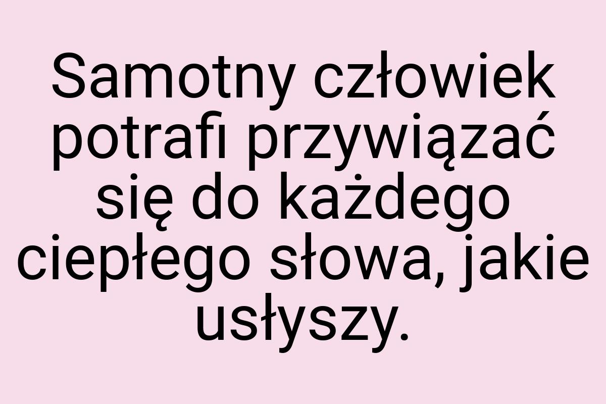 Samotny człowiek potrafi przywiązać się do każdego ciepłego