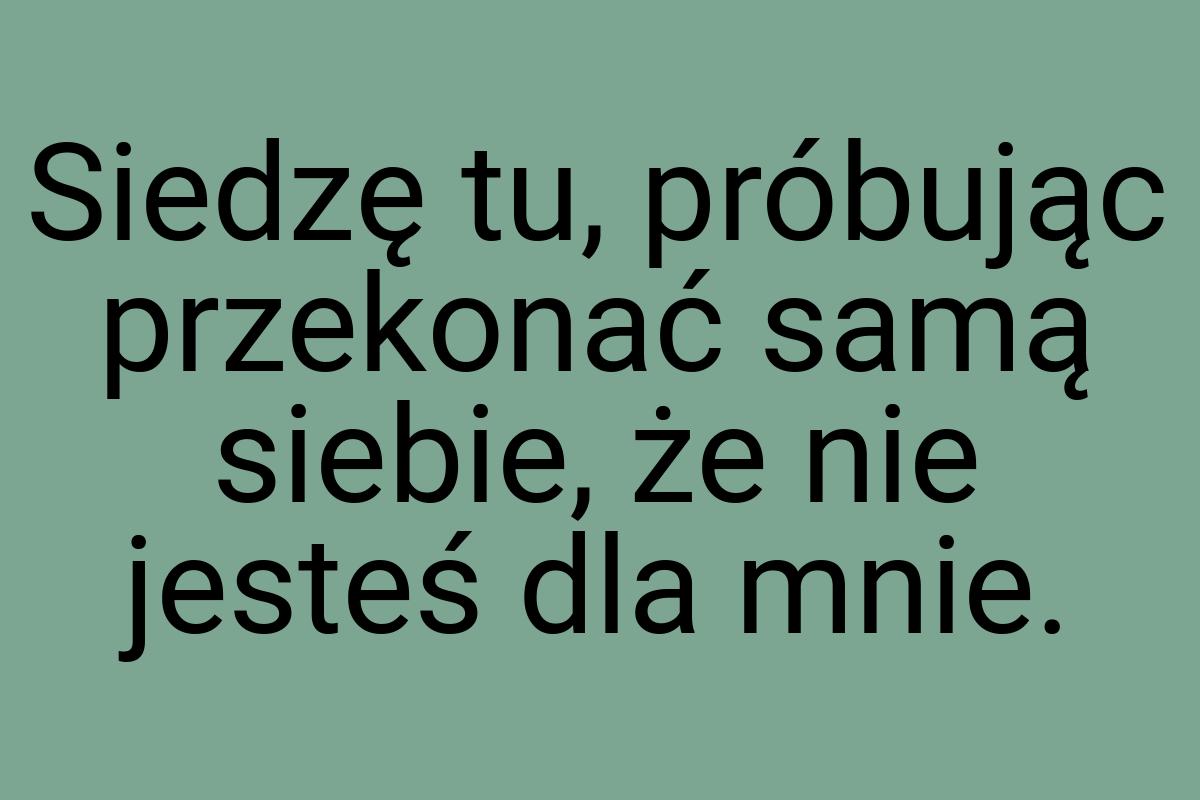 Siedzę tu, próbując przekonać samą siebie, że nie jesteś