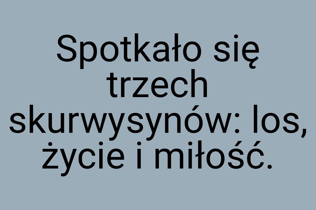 Spotkało się trzech skurwysynów: los, życie i miłość