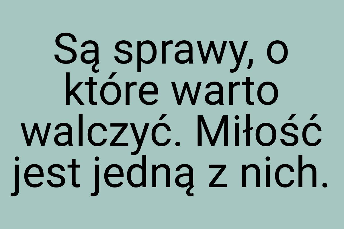 Są sprawy, o które warto walczyć. Miłość jest jedną z nich