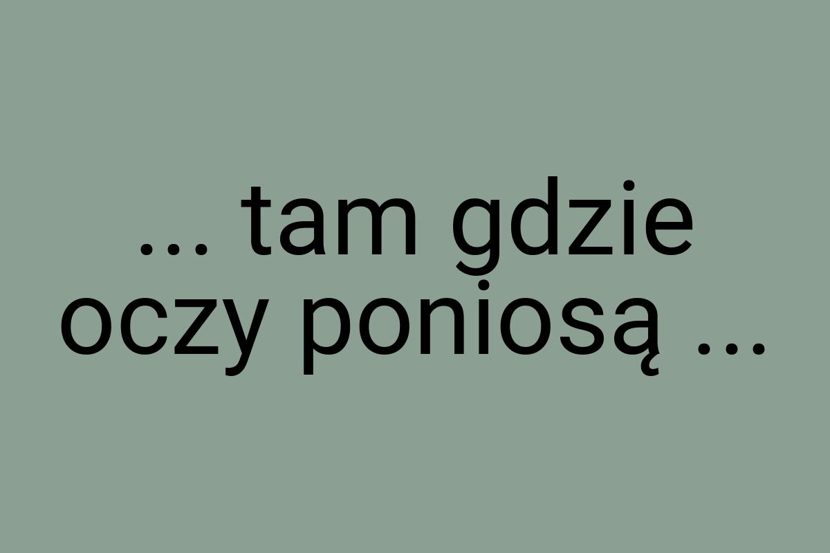 ... tam gdzie oczy poniosą