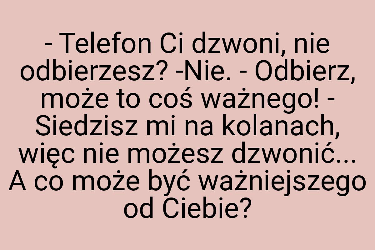 - Telefon Ci dzwoni, nie odbierzesz? -Nie. - Odbierz, może