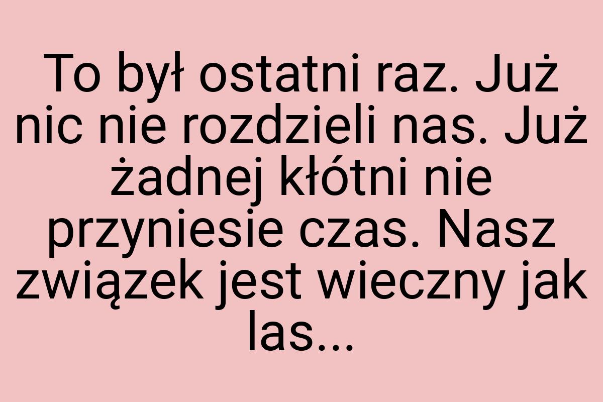 To był ostatni raz. Już nic nie rozdzieli nas. Już żadnej