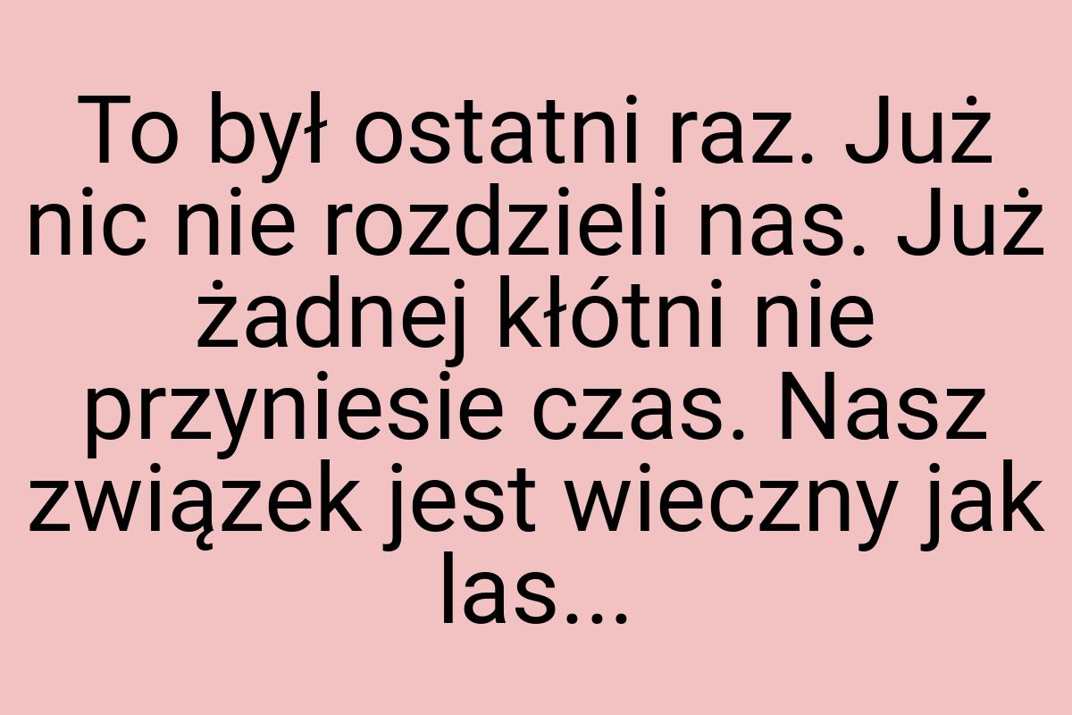 To był ostatni raz. Już nic nie rozdzieli nas. Już żadnej