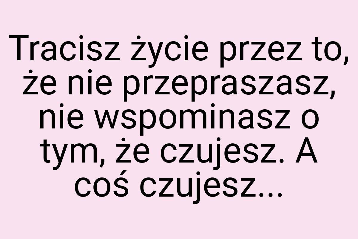 Tracisz życie przez to, że nie przepraszasz, nie wspominasz