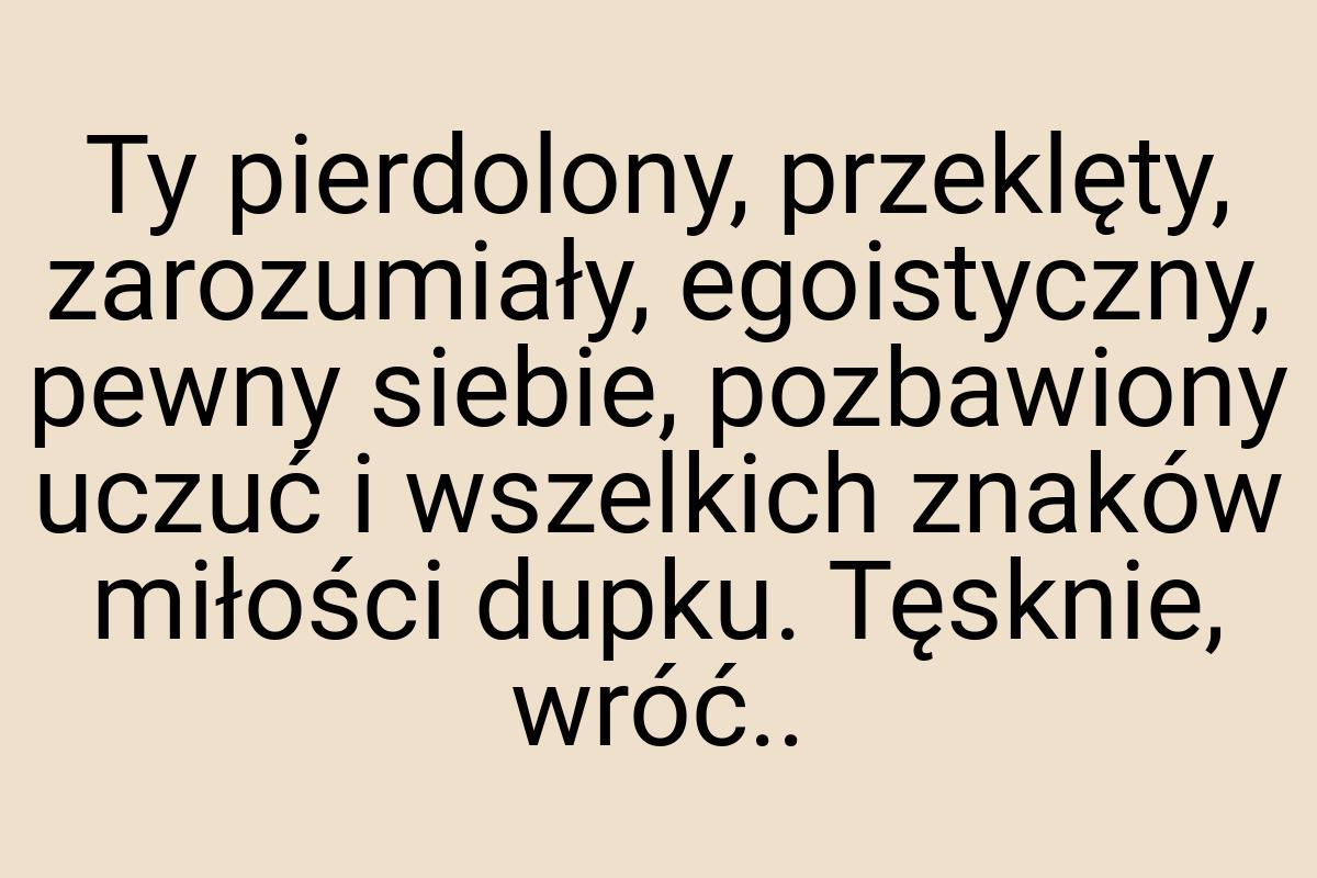 Ty pierdolony, przeklęty, zarozumiały, egoistyczny, pewny