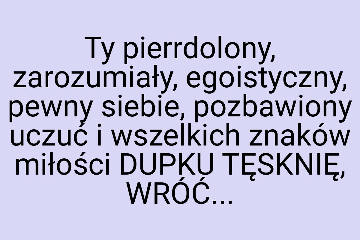 Ty pierrdolony, zarozumiały, egoistyczny, pewny siebie