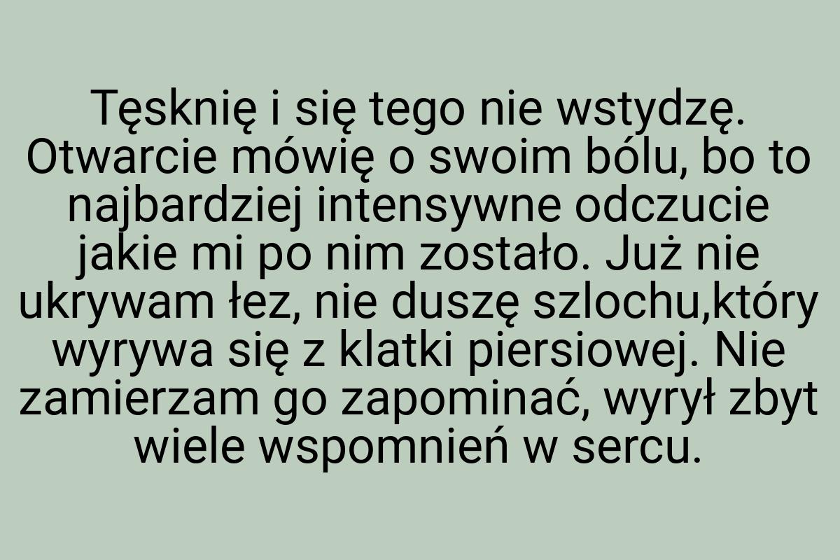 Tęsknię i się tego nie wstydzę. Otwarcie mówię o swoim