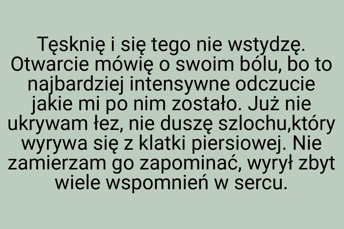 Tęsknię i się tego nie wstydzę. Otwarcie mówię o swoim