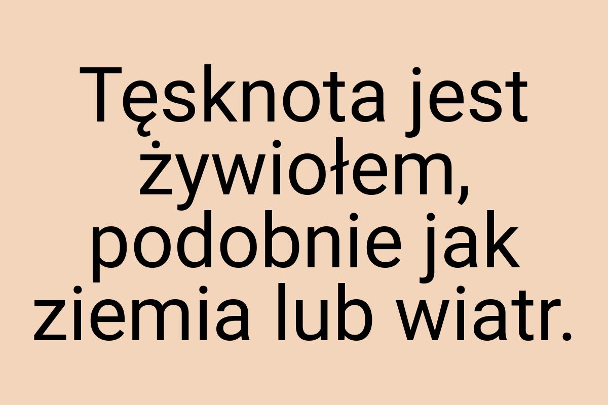 Tęsknota jest żywiołem, podobnie jak ziemia lub wiatr