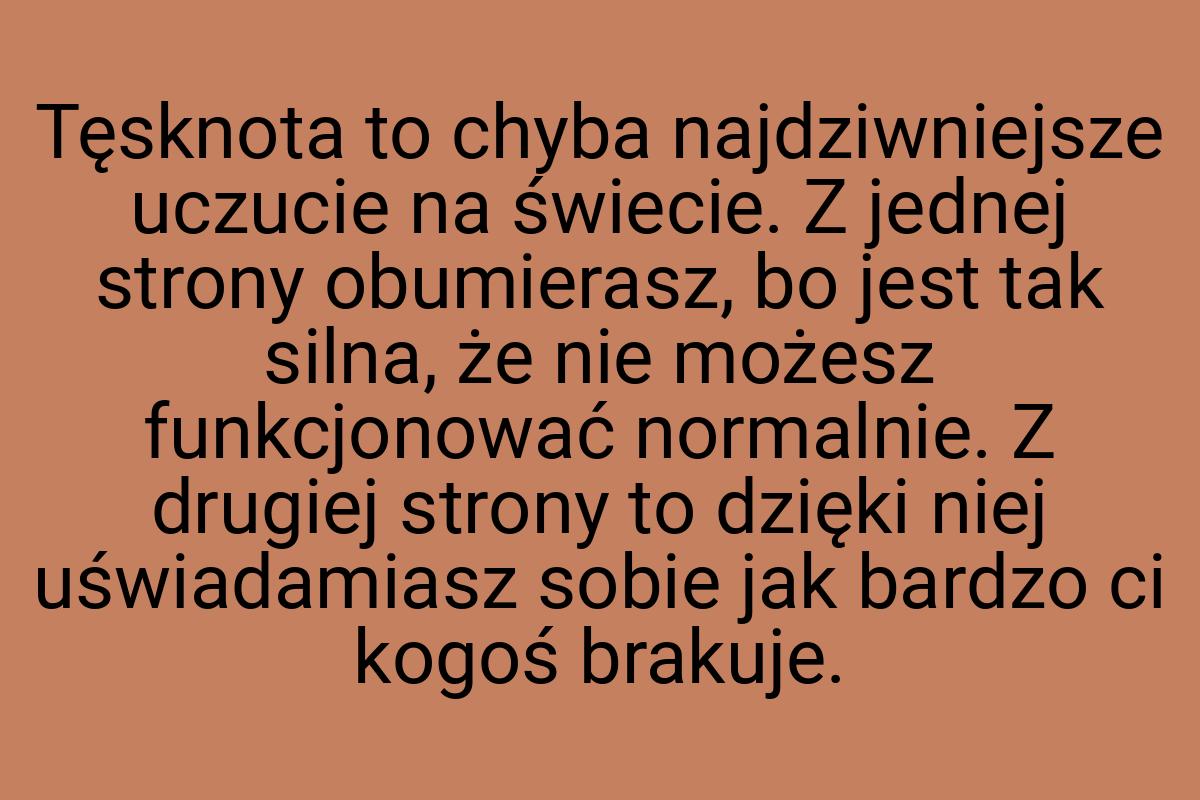 Tęsknota to chyba najdziwniejsze uczucie na świecie. Z