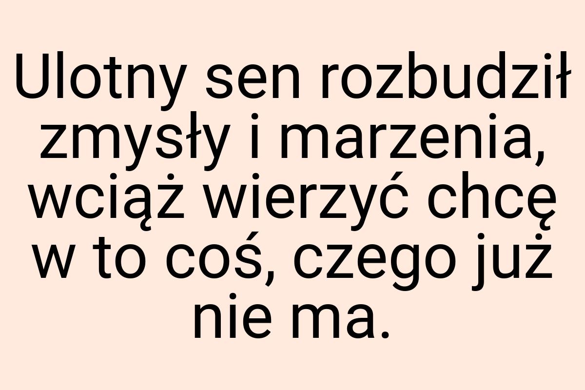 Ulotny sen rozbudził zmysły i marzenia, wciąż wierzyć chcę