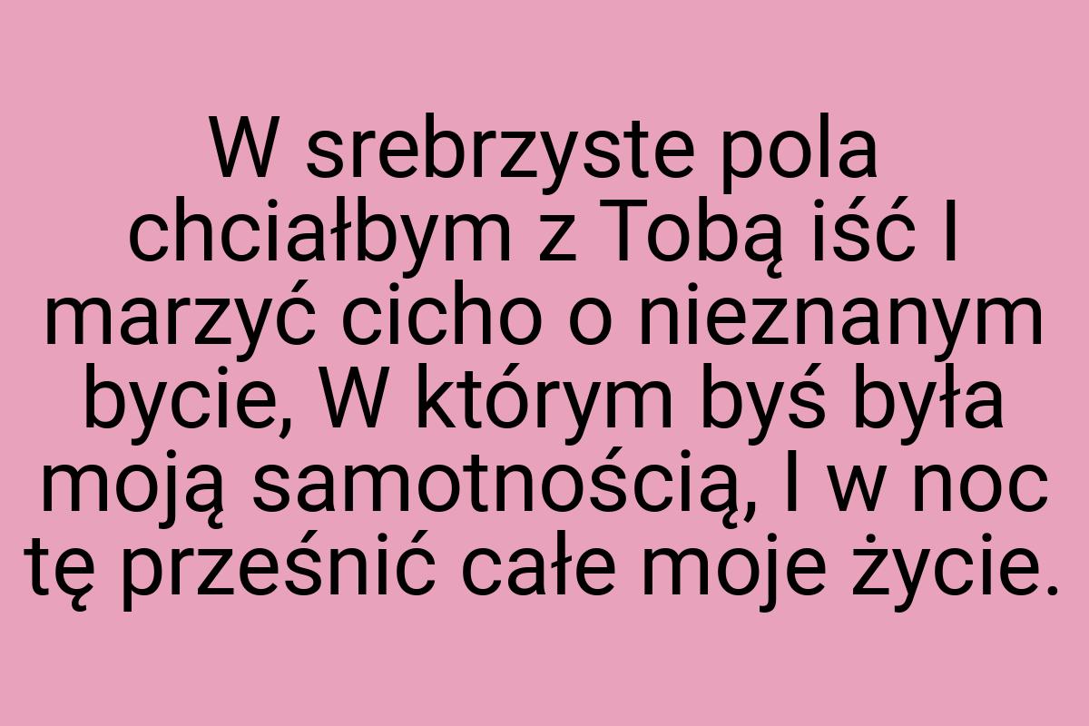 W srebrzyste pola chciałbym z Tobą iść I marzyć cicho o