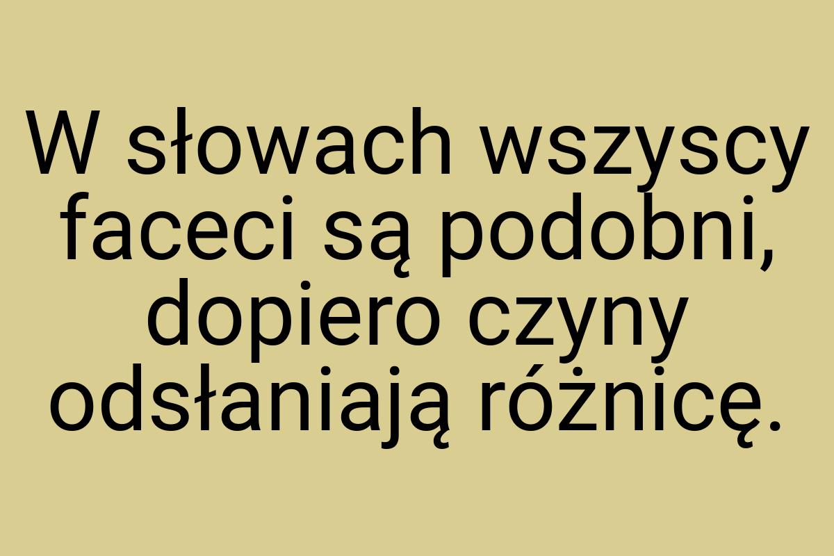 W słowach wszyscy faceci są podobni, dopiero czyny