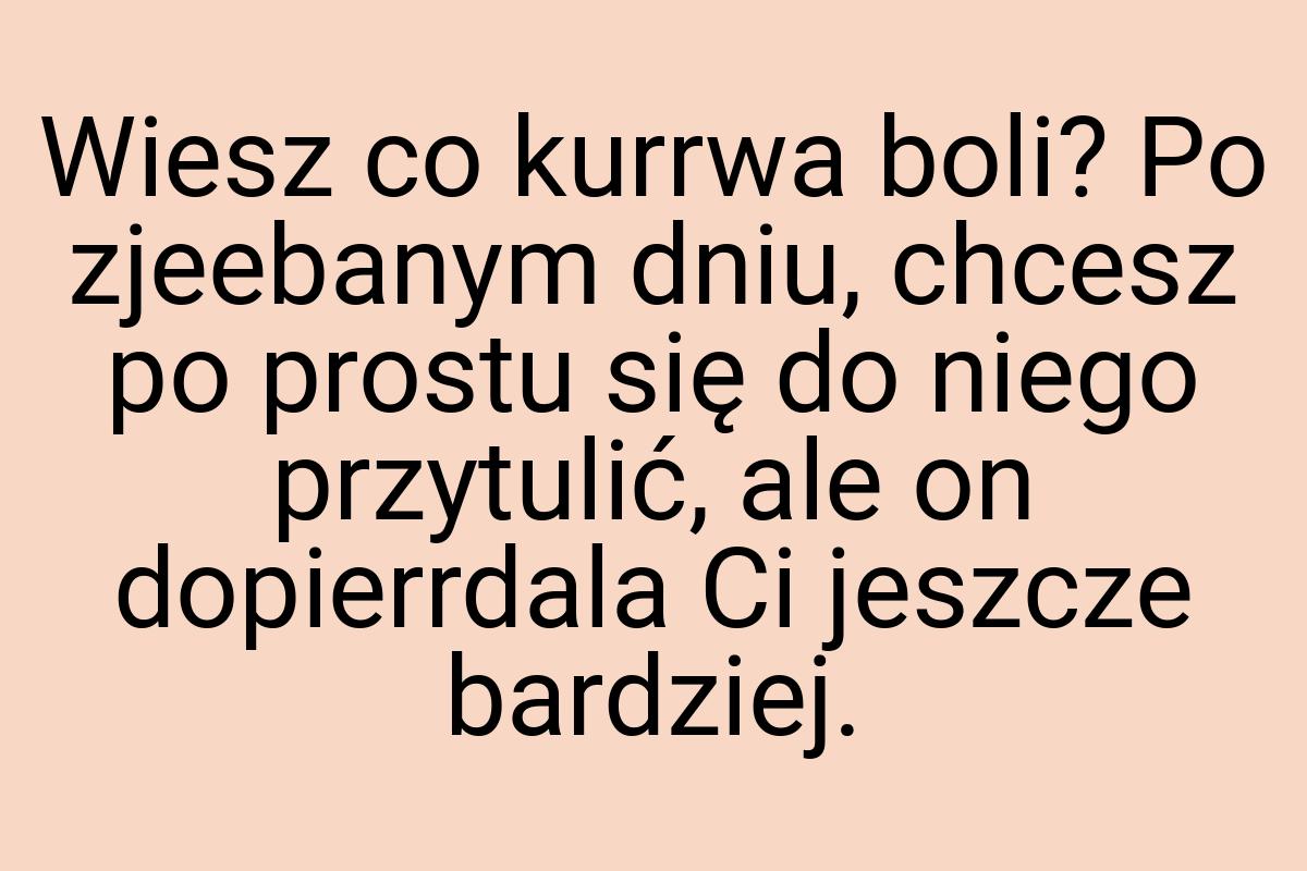 Wiesz co kurrwa boli? Po zjeebanym dniu, chcesz po prostu