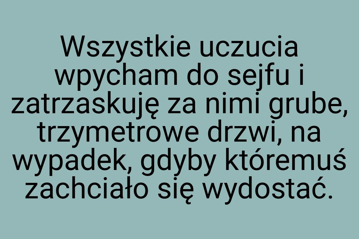 Wszystkie uczucia wpycham do sejfu i zatrzaskuję za nimi