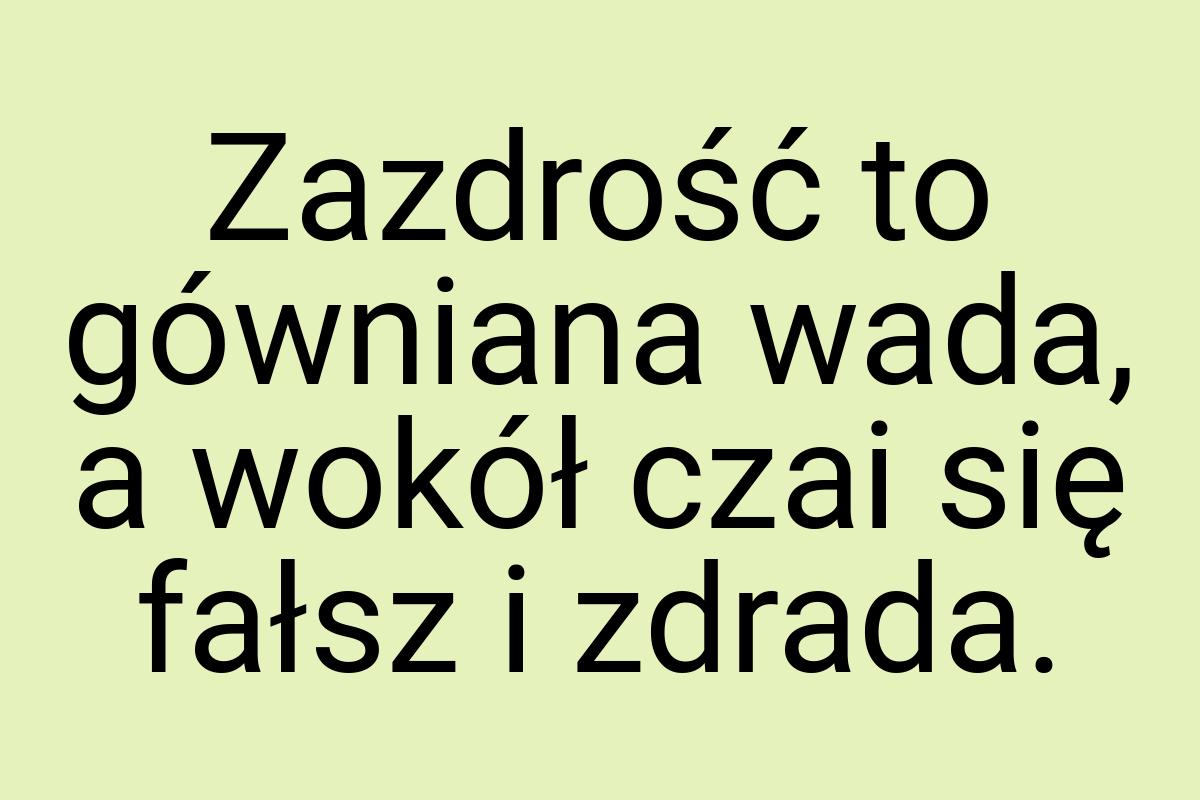 Zazdrość to gówniana wada, a wokół czai się fałsz i zdrada