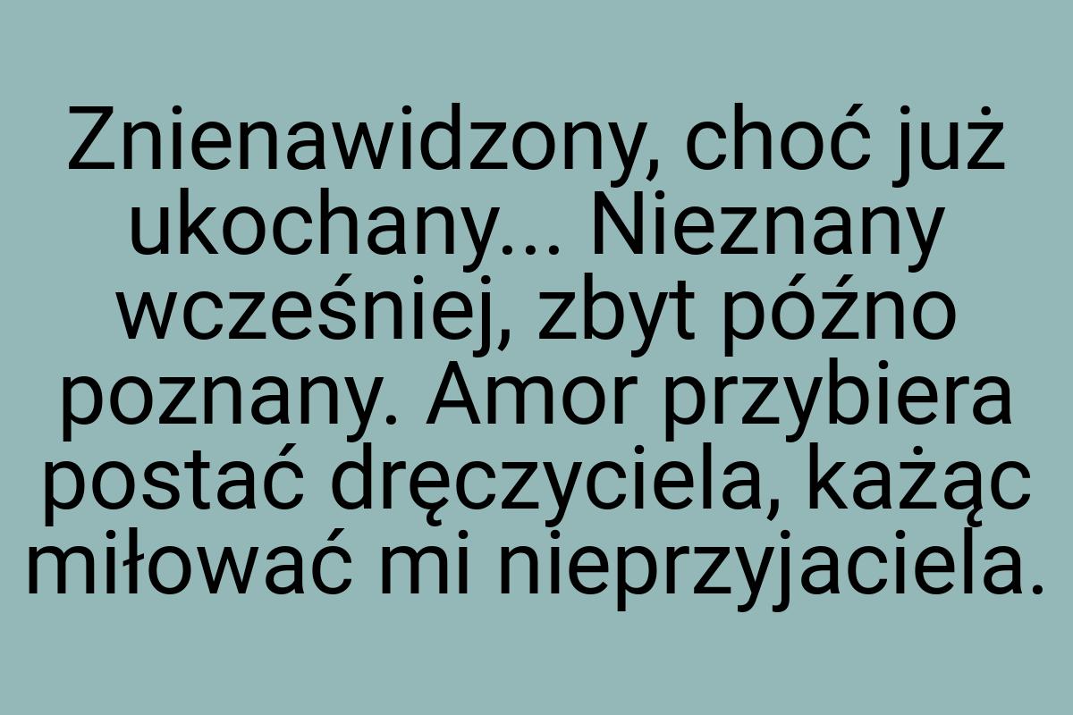 Znienawidzony, choć już ukochany... Nieznany wcześniej