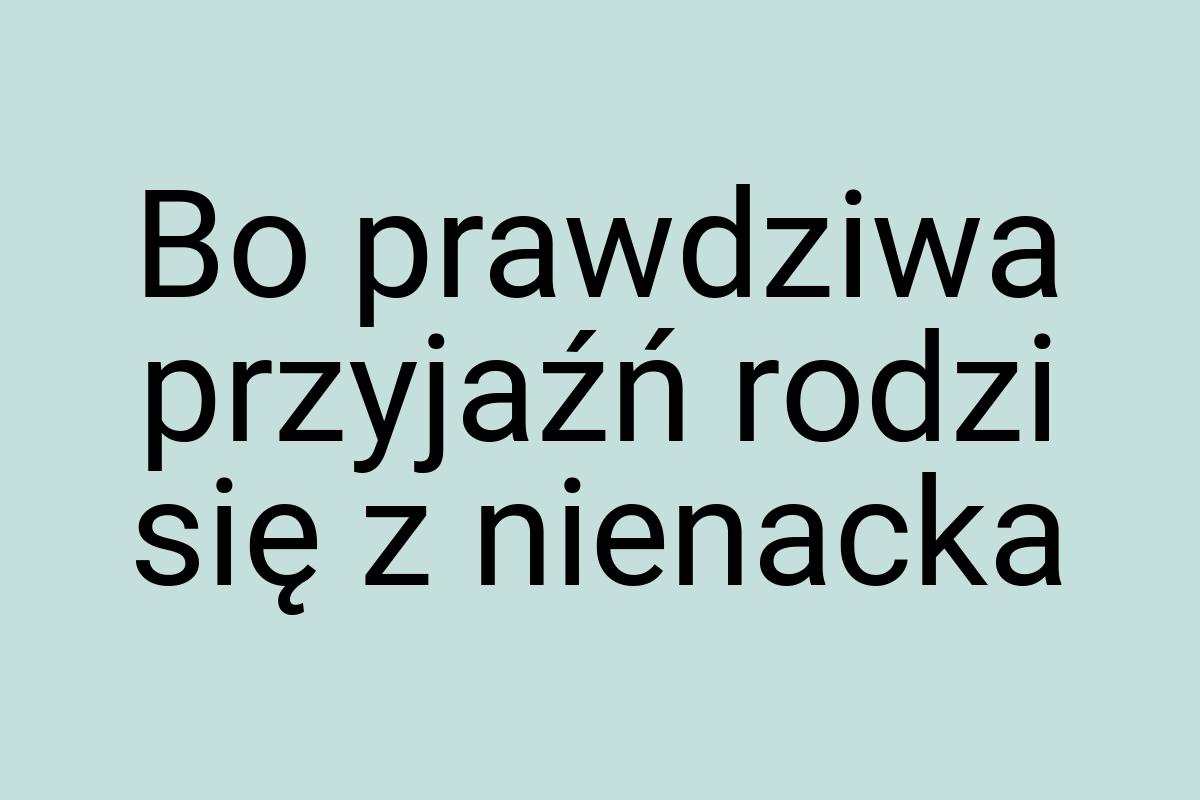 Bo prawdziwa przyjaźń rodzi się z nienacka