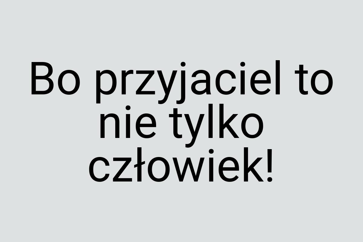 Bo przyjaciel to nie tylko człowiek