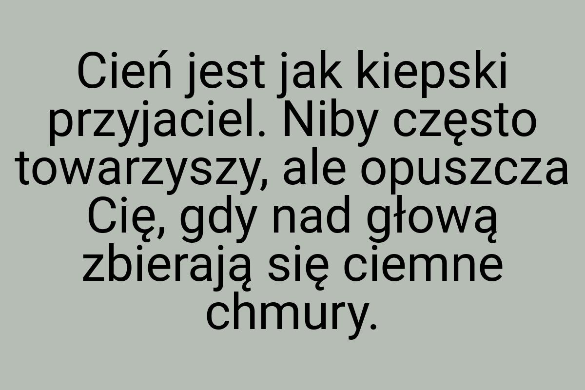 Cień jest jak kiepski przyjaciel. Niby często towarzyszy