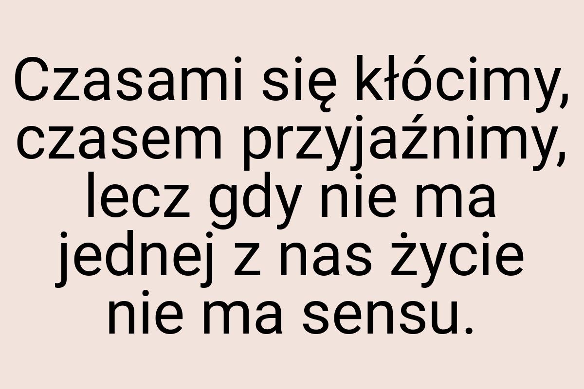 Czasami się kłócimy, czasem przyjaźnimy, lecz gdy nie ma