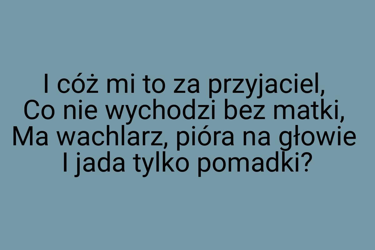 I cóż mi to za przyjaciel, Co nie wychodzi bez matki, Ma