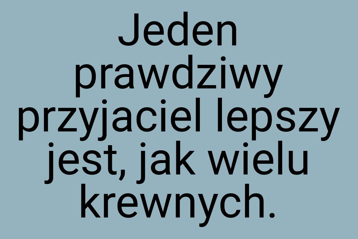 Jeden prawdziwy przyjaciel lepszy jest, jak wielu krewnych