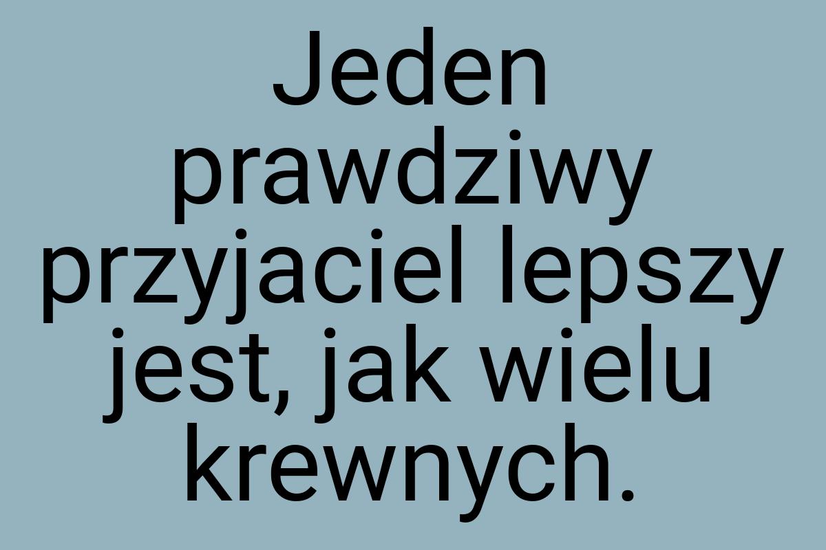 Jeden prawdziwy przyjaciel lepszy jest, jak wielu krewnych