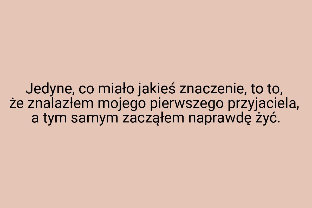 Jedyne, co miało jakieś znaczenie, to to, że znalazłem